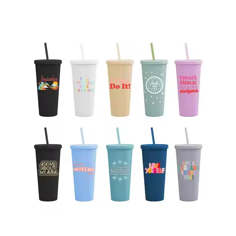 Diversas vaso de plástico personalizado con pajitas