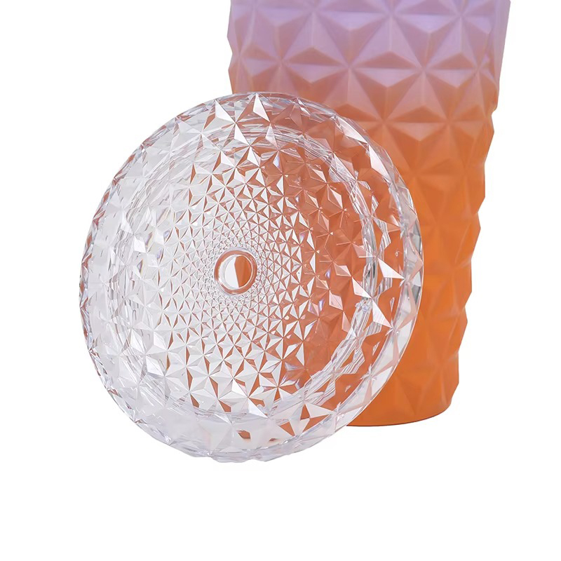 Vaso de plástico de vidrio mosaico de gradiente de diamantes