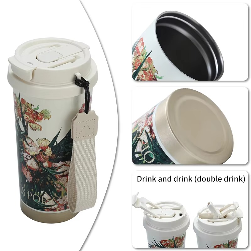 Taza de café de acero inoxidable de varios patrones