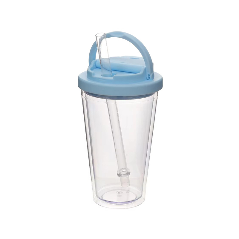 Vaso de plástico portátil de paja de mango pequeño