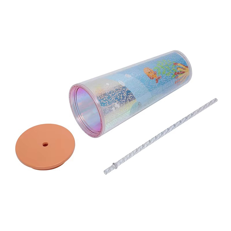 Color Vaso de plástico de cubierta de vidrio recto