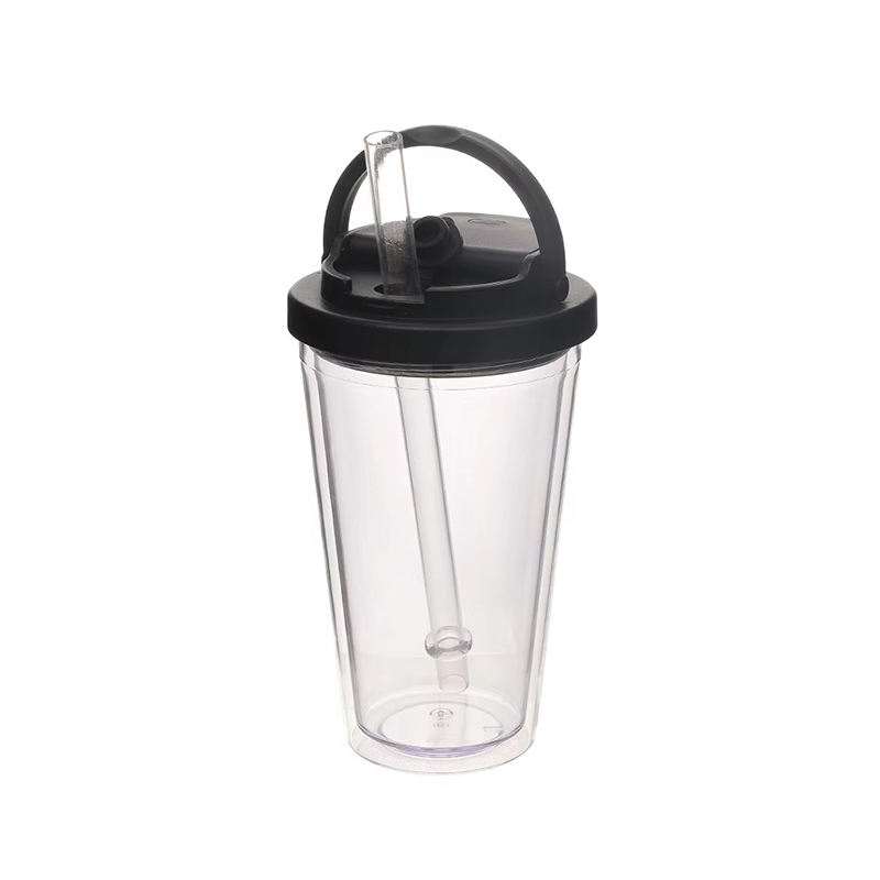 Vaso de plástico portátil de paja de mango pequeño
