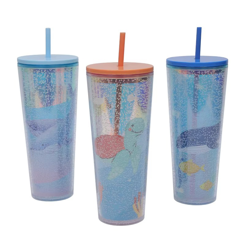 Color Vaso de plástico de cubierta de vidrio recto Color Vaso de plástico de cubierta de vidrio recto