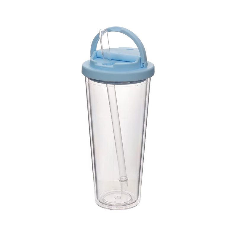 Tumbler de plástico de paja de mango portátil