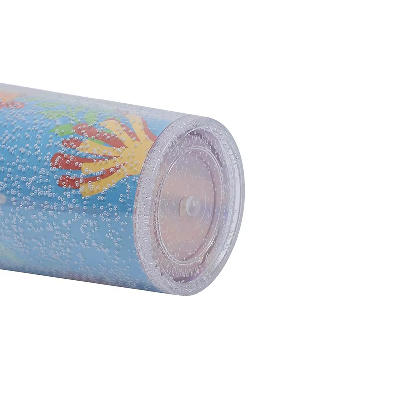 Color Vaso de plástico de cubierta de vidrio recto