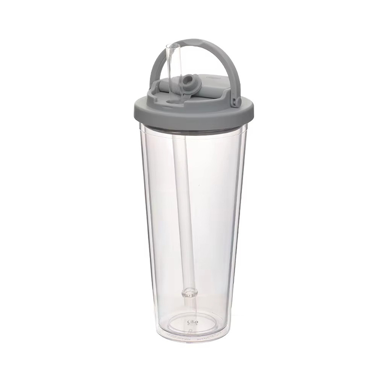 Tumbler de plástico de paja de mango portátil