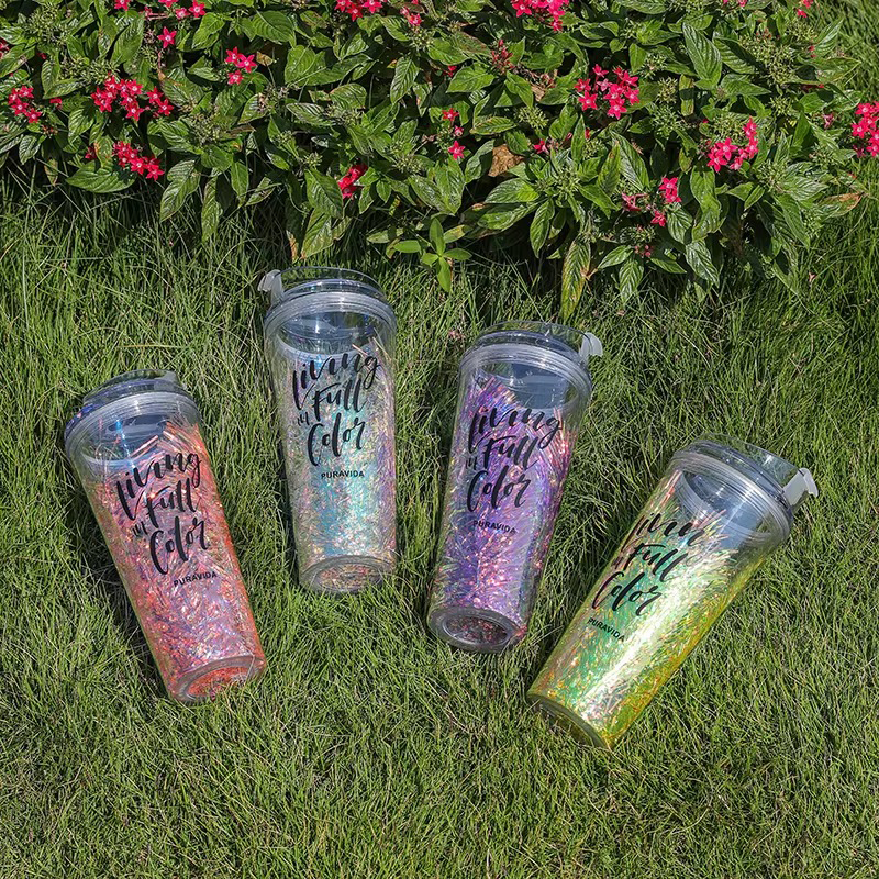 Lentejuelas de aislamiento de calor personalizable Tumbler de plástico Lentejuelas de aislamiento de calor personalizable Tumbler de plástico