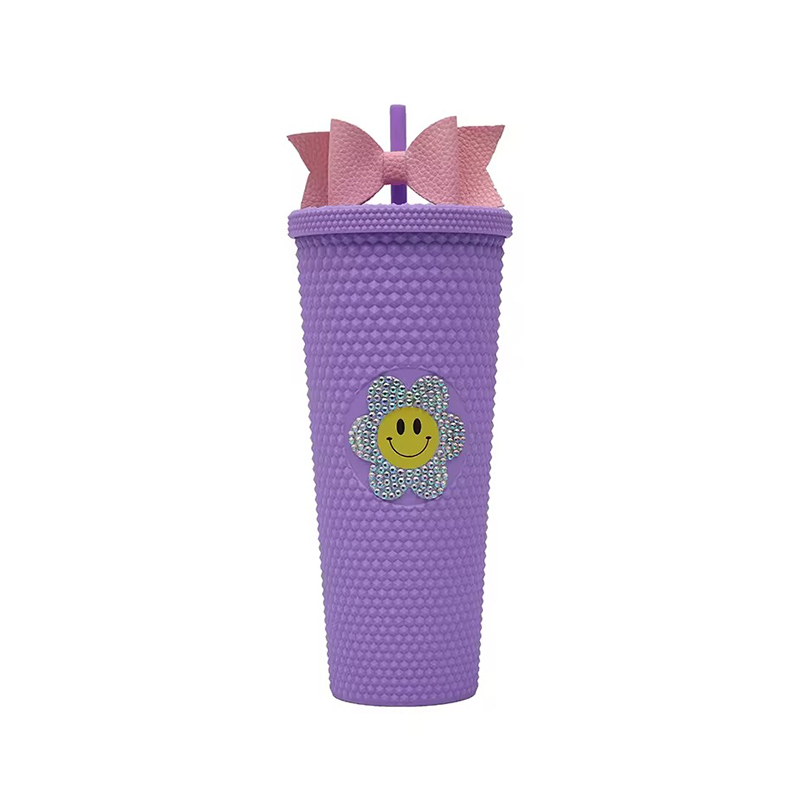 Lindo arco paja de paja sonriente de plástico Tumbler