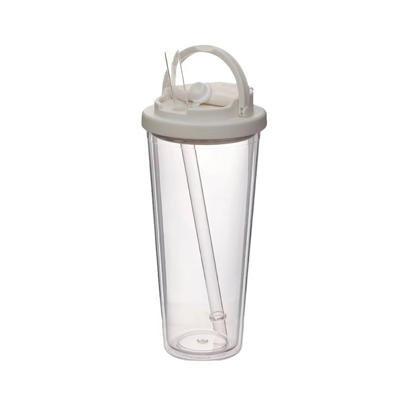 Tumbler de plástico de paja de mango portátil