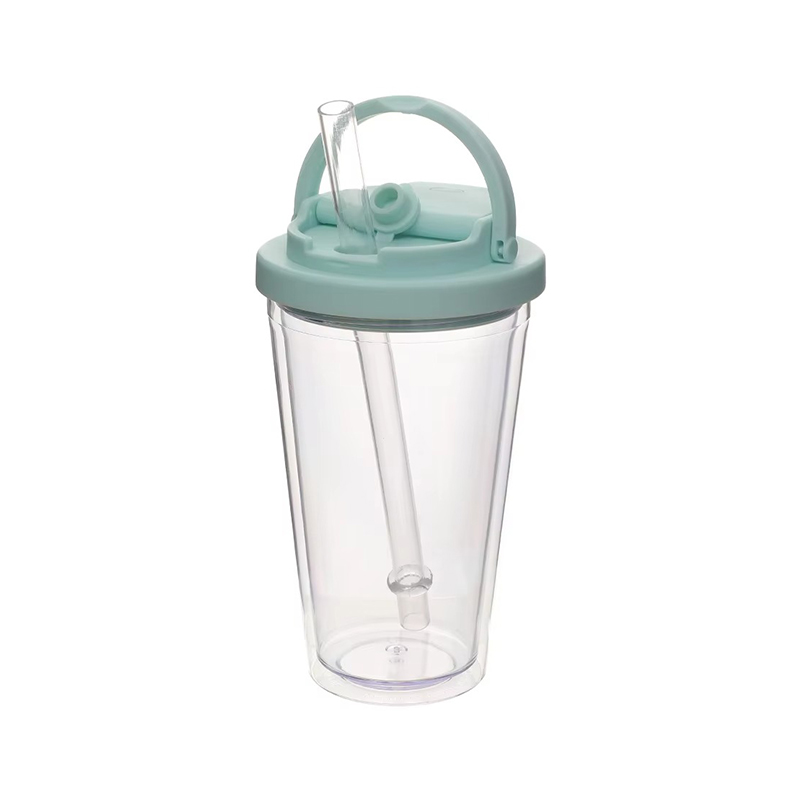 Vaso de plástico portátil de paja de mango pequeño