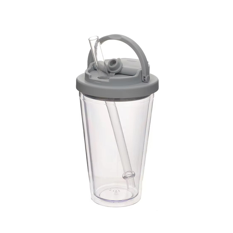 Vaso de plástico portátil de paja de mango pequeño