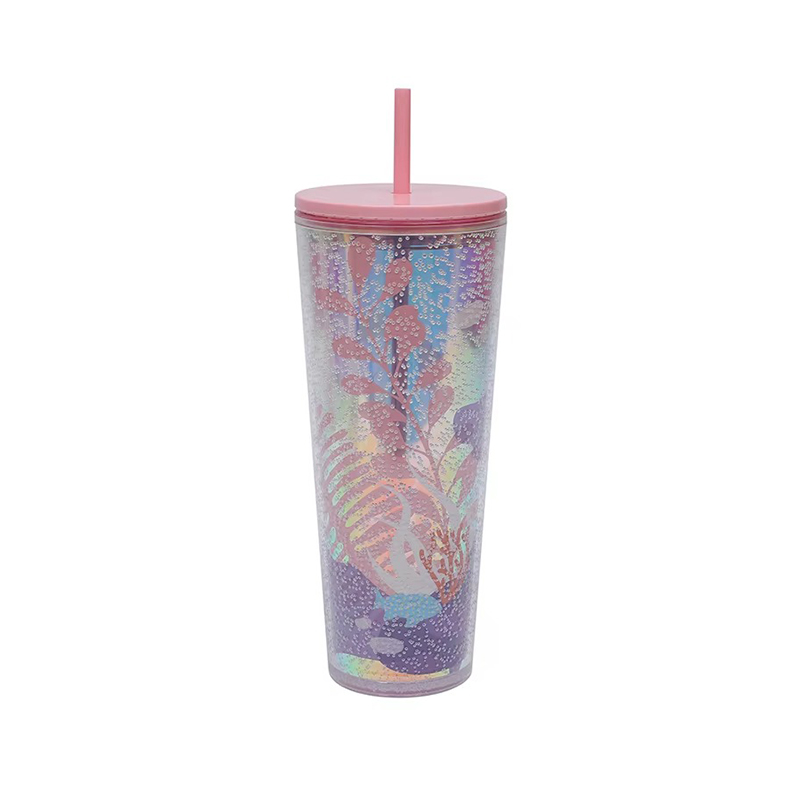 Color Vaso de plástico de cubierta de vidrio recto Color Vaso de plástico de cubierta de vidrio recto