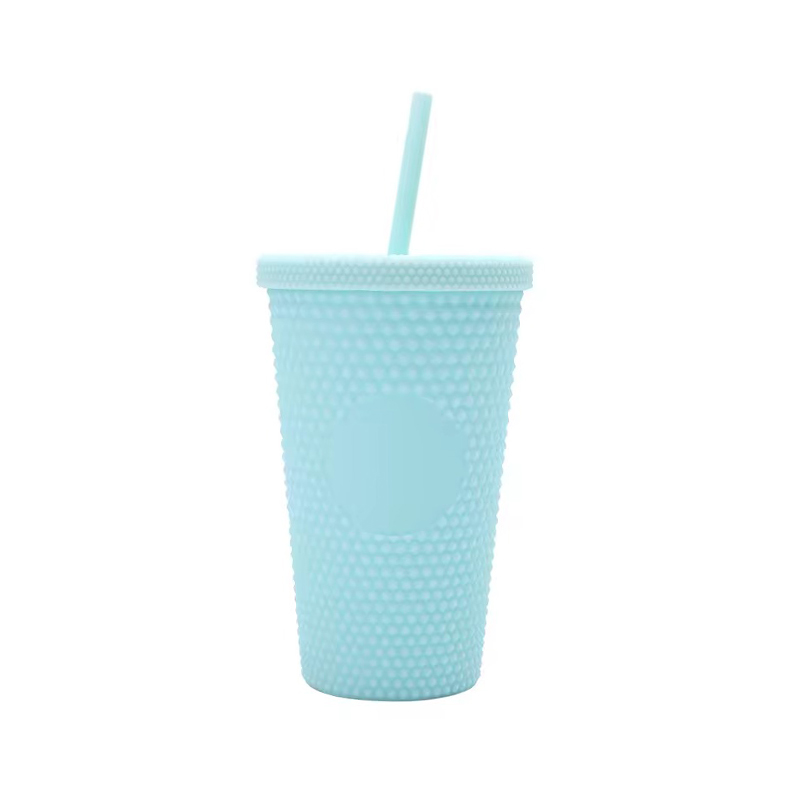 Tumbler de plástico brillante con tapa y paja Tumbler de plástico brillante con tapa y paja