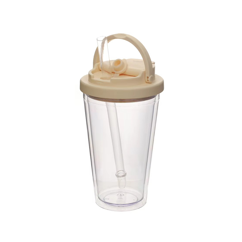 Vaso de plástico portátil de paja de mango pequeño