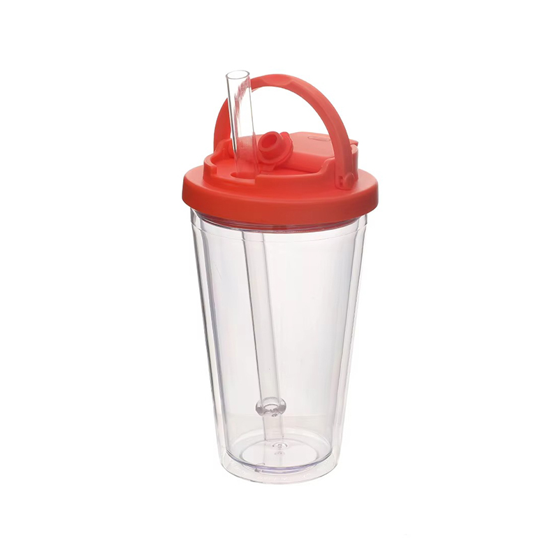 Vaso de plástico portátil de paja de mango pequeño Vaso de plástico portátil de paja de mango pequeño