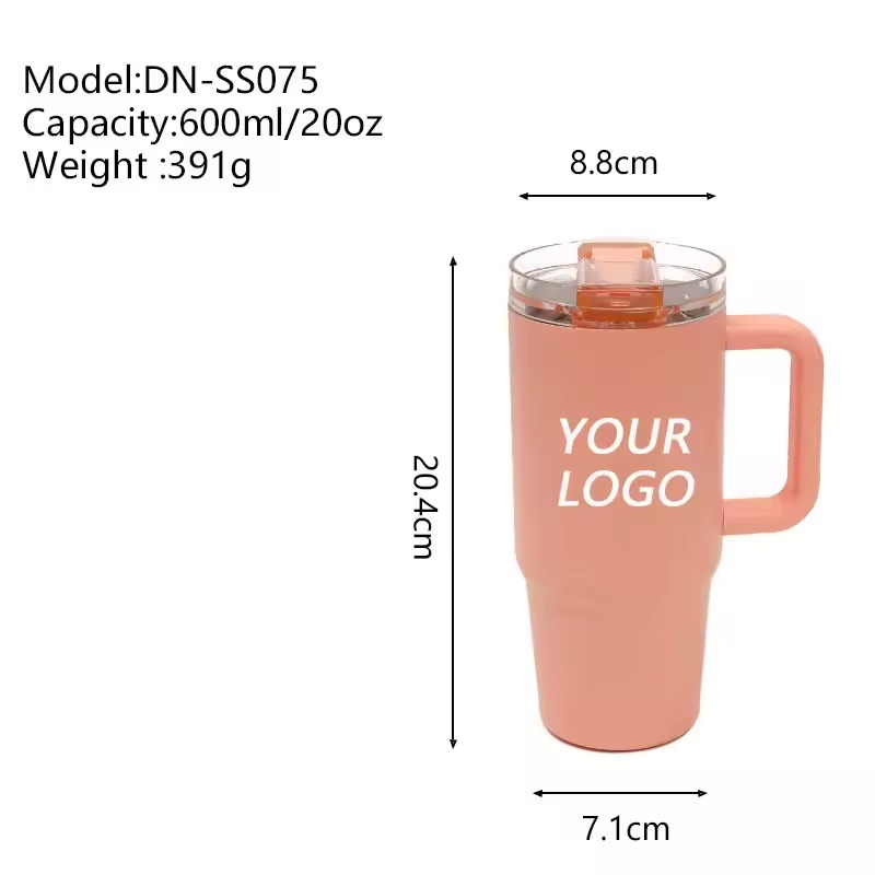 Tumbler de acero inoxidable con tapa de paja