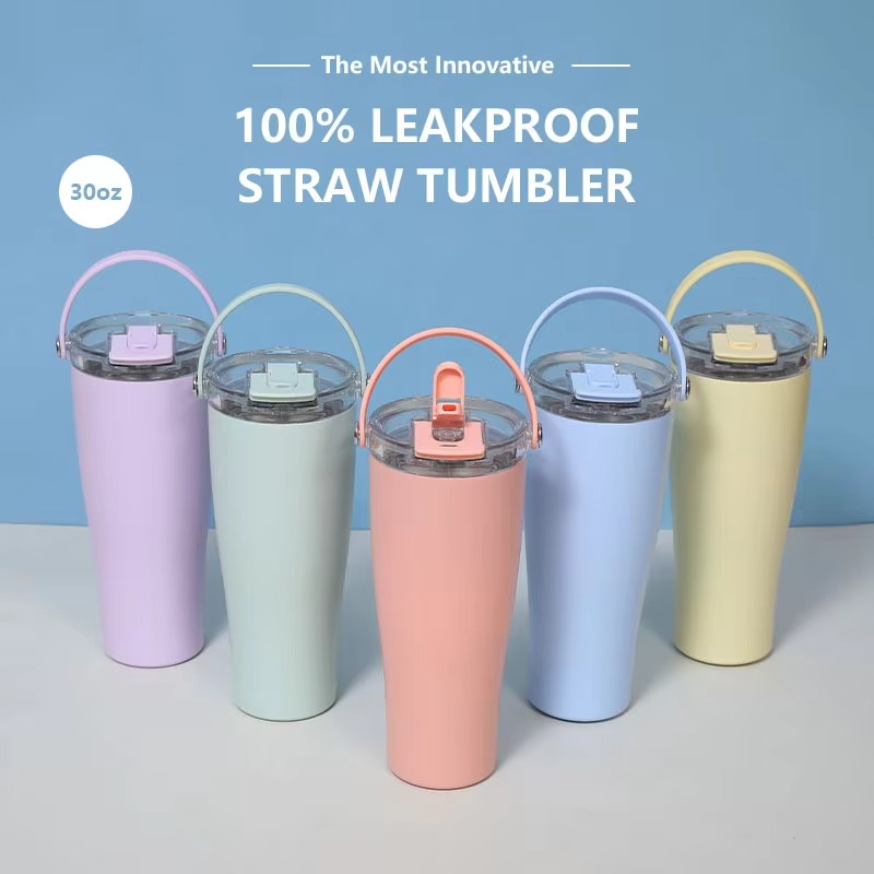 Tumbler de paja de acero inoxidable de dos paredes