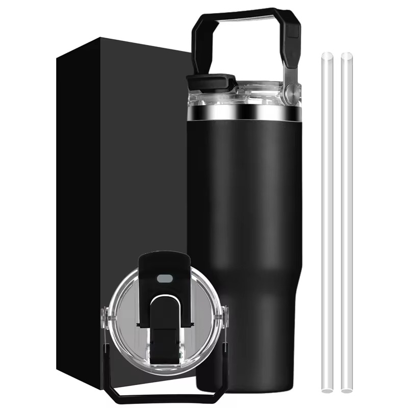 Tumbler de paja de flip a prueba de fugas con una boquilla extraíble