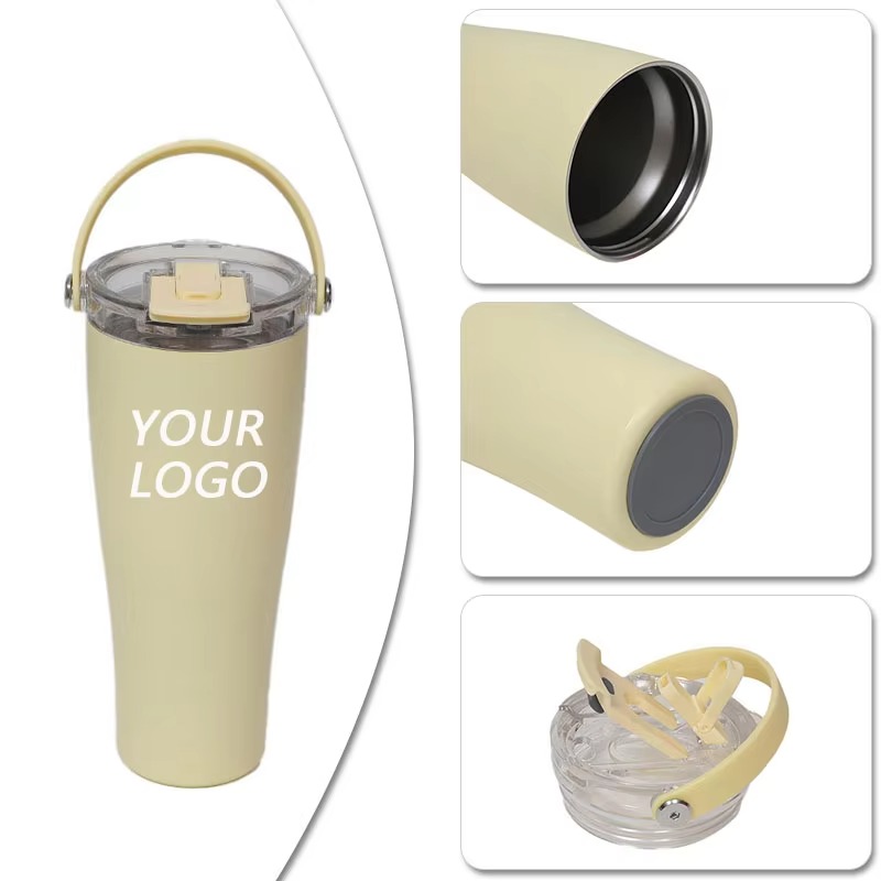 Tumbler de paja de acero inoxidable de dos paredes